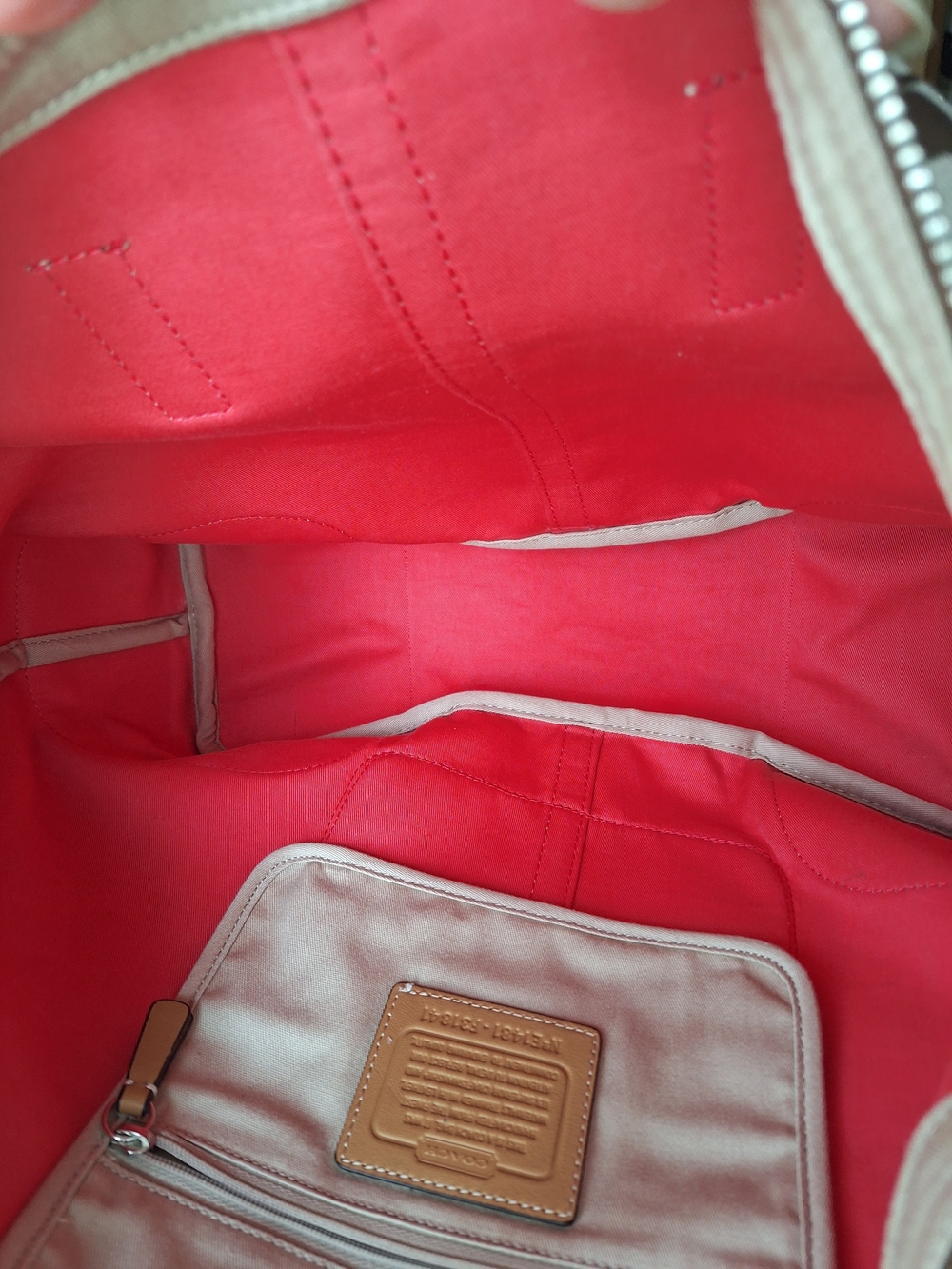 Coach Hadley Signature Zip Satchel Tote Bag with Leather Trim Laptop Shoulder - Picture 14 of 17